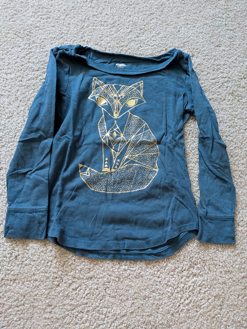 Old Navy Long-Sleeve Top with Gold Fox Design